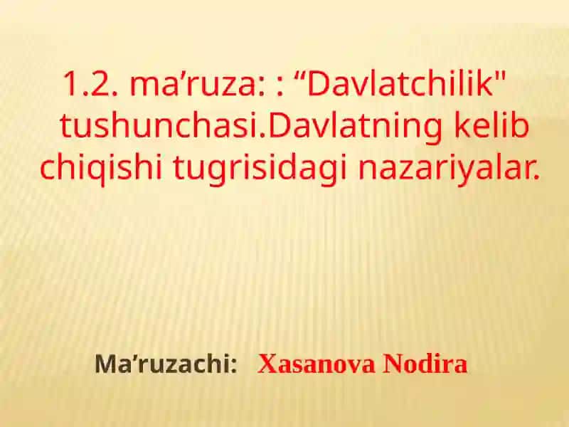 Davlatchilik tushunchasi