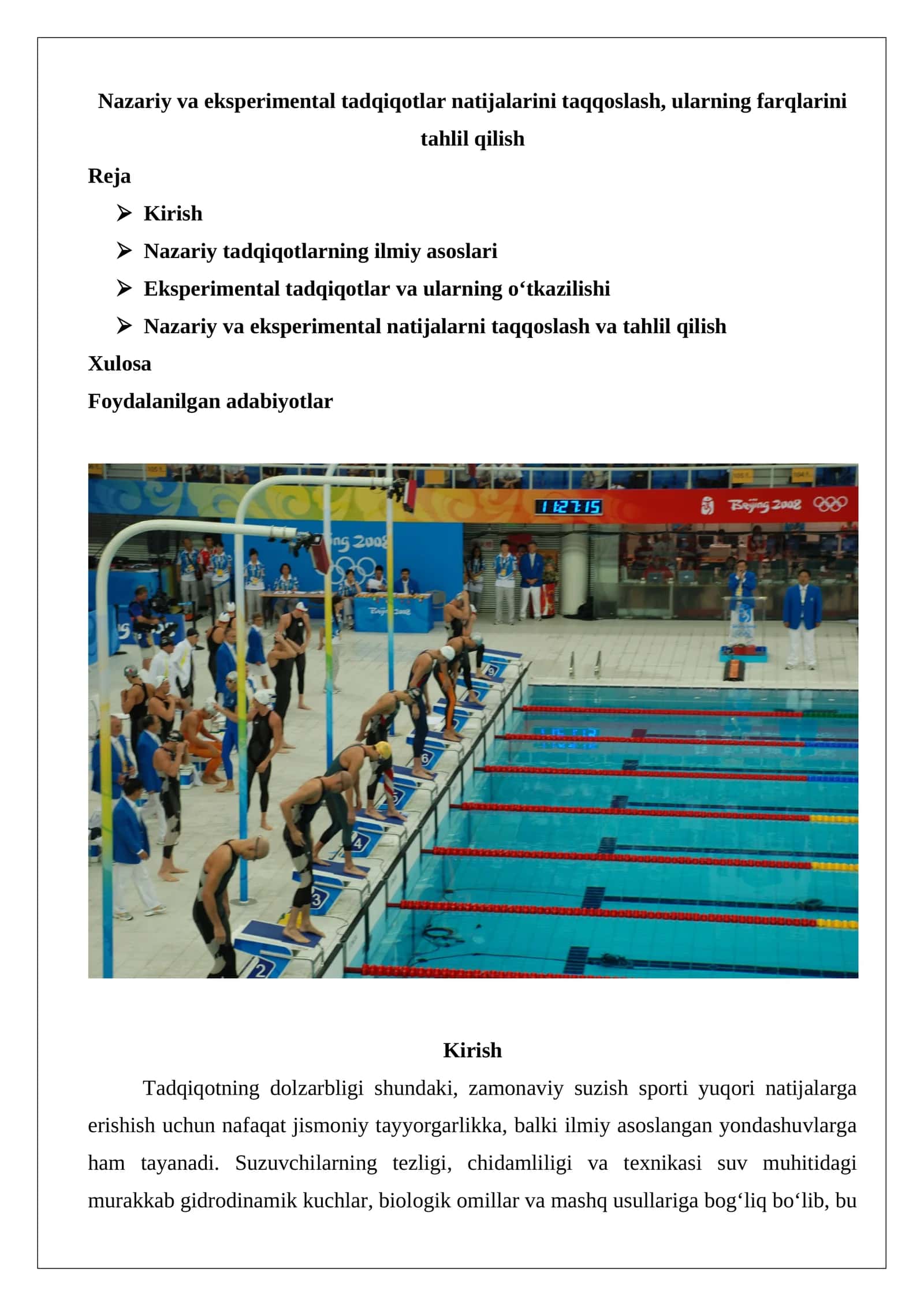 Nazariy va eksperimental tadqiqotlar natijalari 1