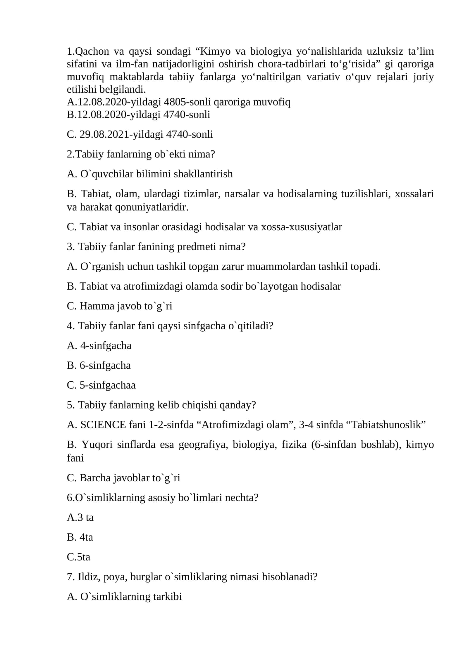 Tabiiy Fanlar 1