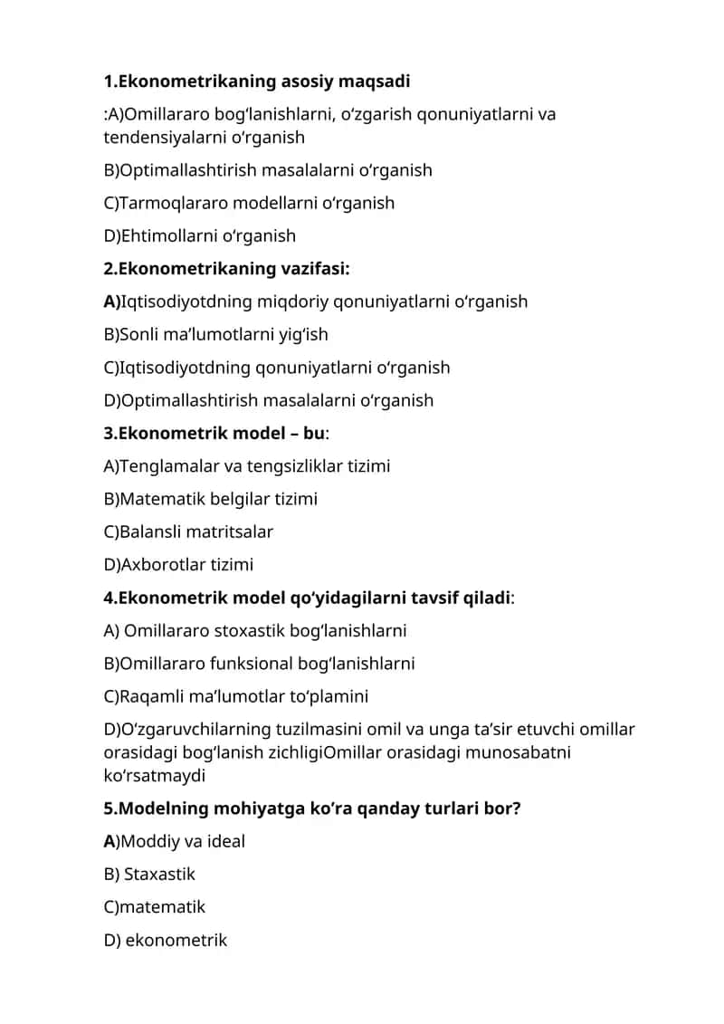 Ekonometrik model 1