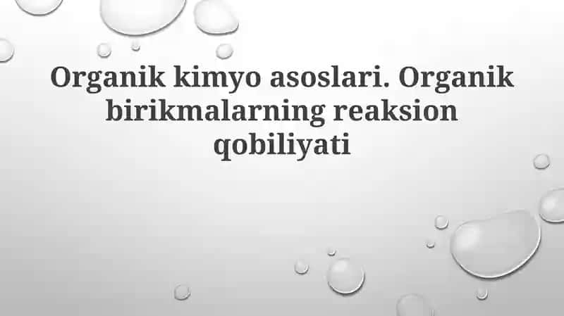 Organik Kimyo Asoslari