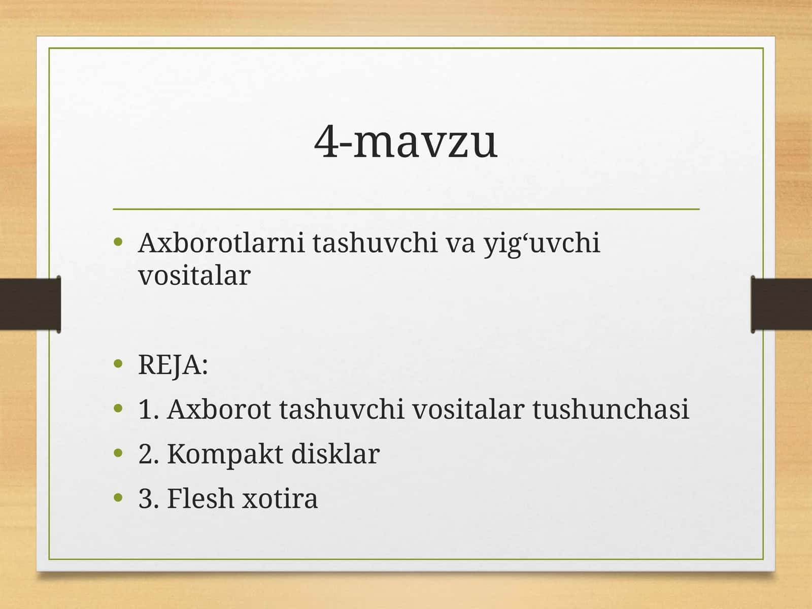 Axborotlarni tashuvchi va yig‘uvchi vositalar 1