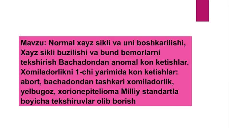 Normal xayz sikli buzilishlari 1