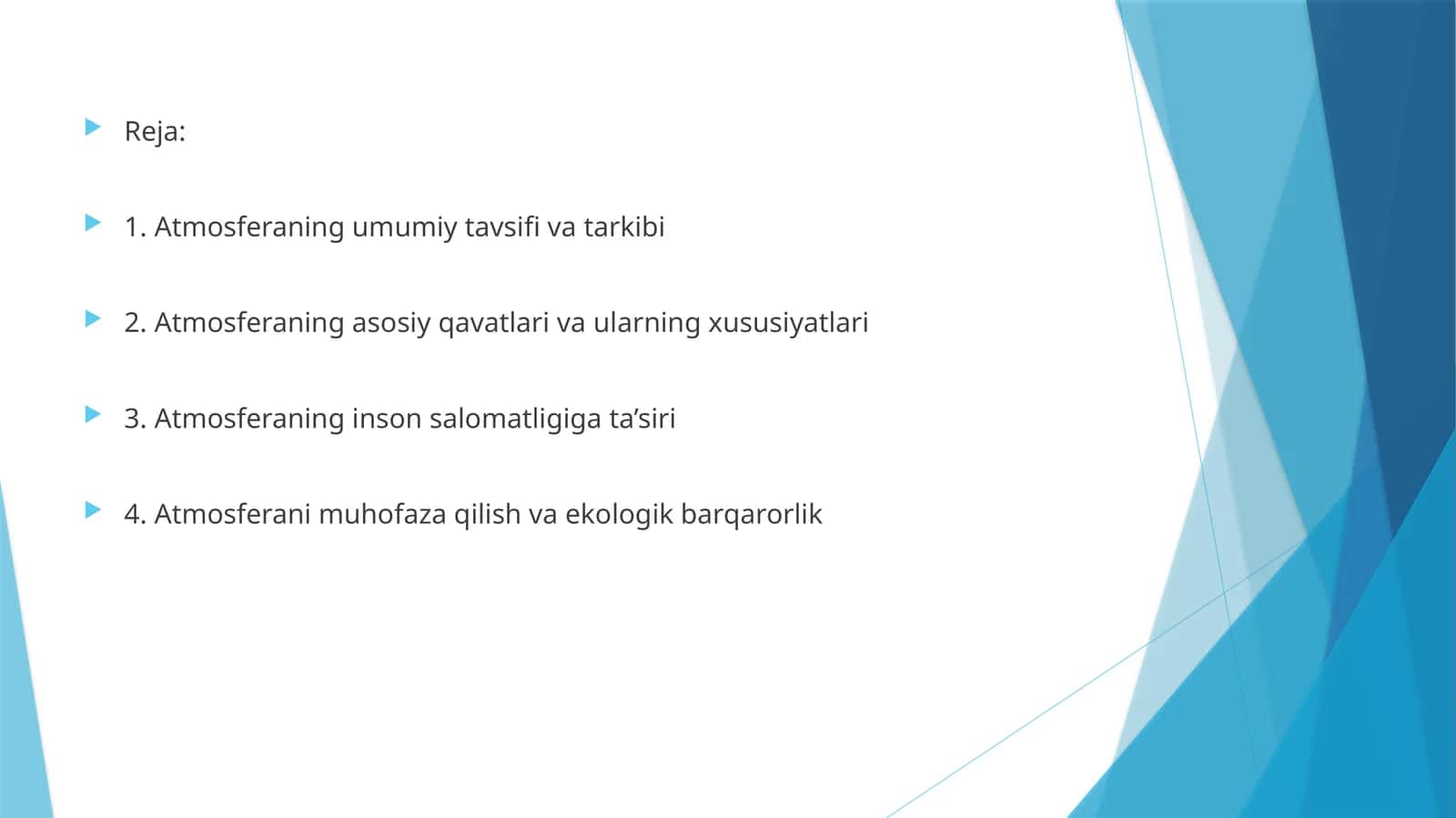 Atmosferaning umumiy tavsifi va tarkibi 1