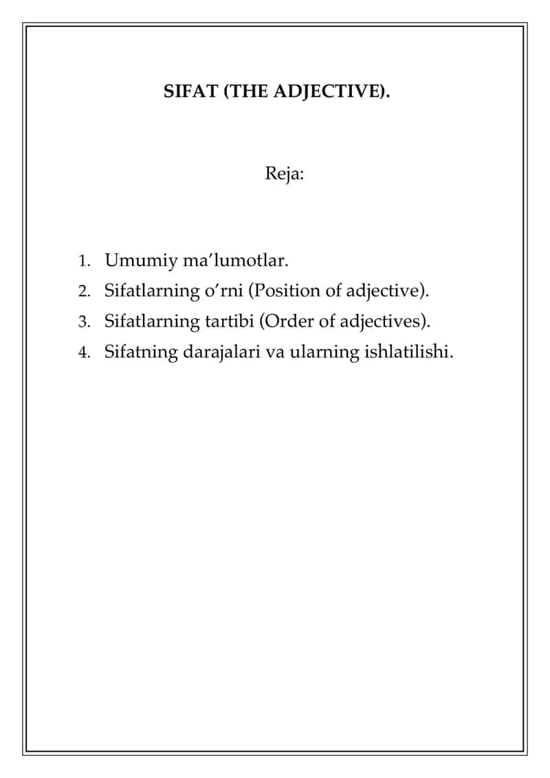 SIFAT (THE ADJECTIVE) 1