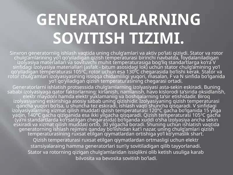 Generatorlarning sovitishtizimi 1