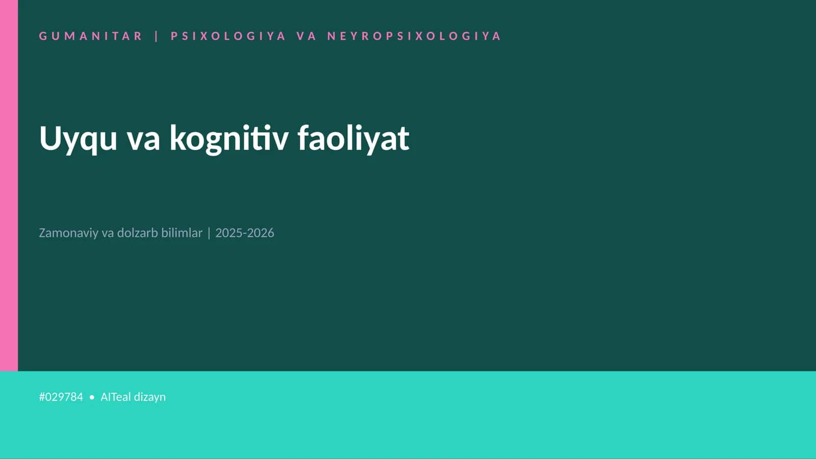 Uyqu va kognitiv faoliyat 1
