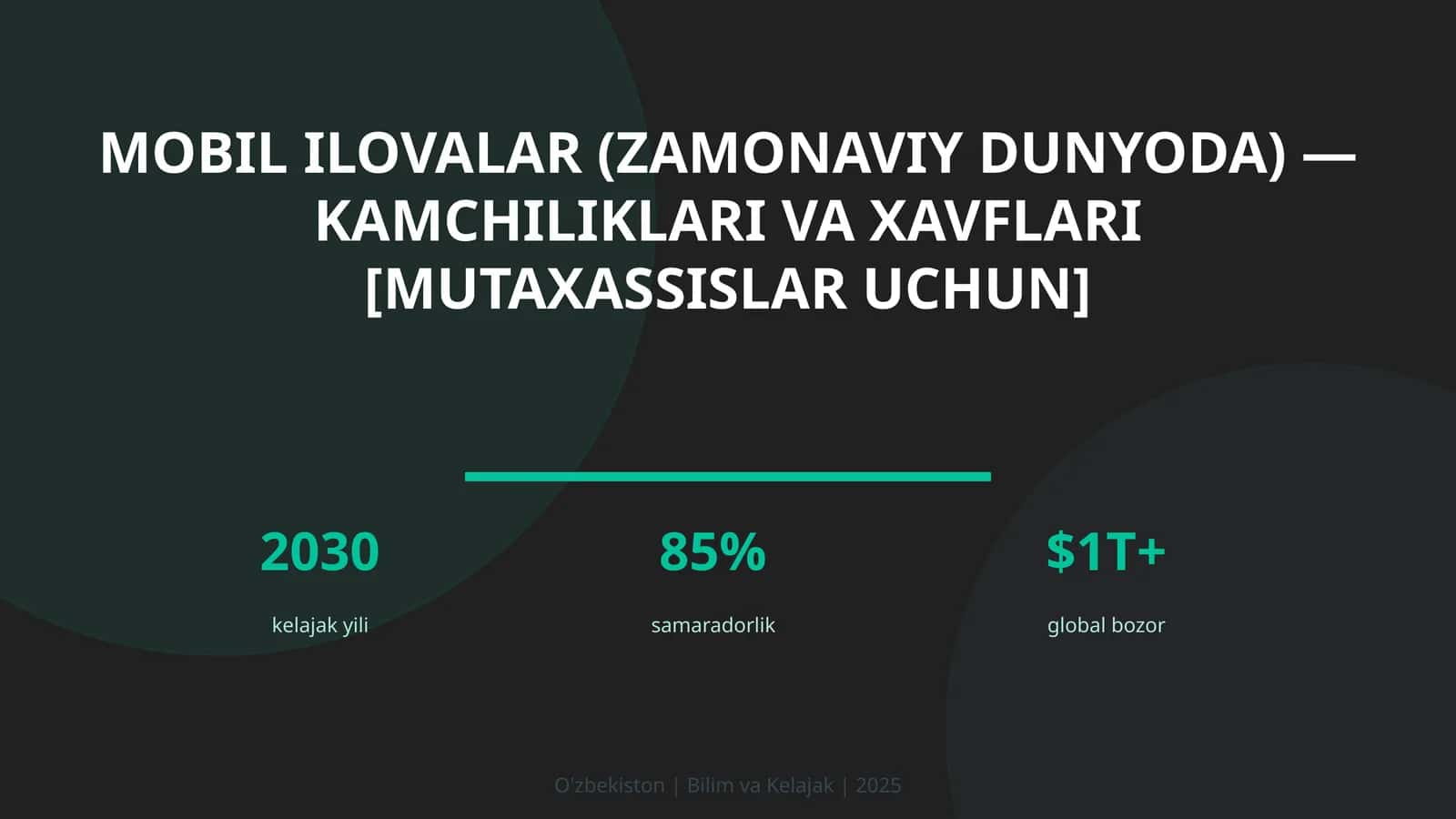 MOBIL ILOVALAR (ZAMONAVIY DUNYODA) — KAMCHILIKLARI VA XAVFLARI [MUTAXASSISLAR UCHUN] 1