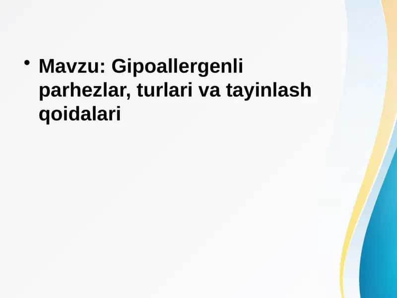 Gipoallergenli parhezlar, turlari va tayinlash qoidalari 1