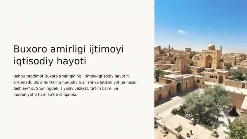 Buxoro amirligi ijtimoyi iqtisodiy hayoti