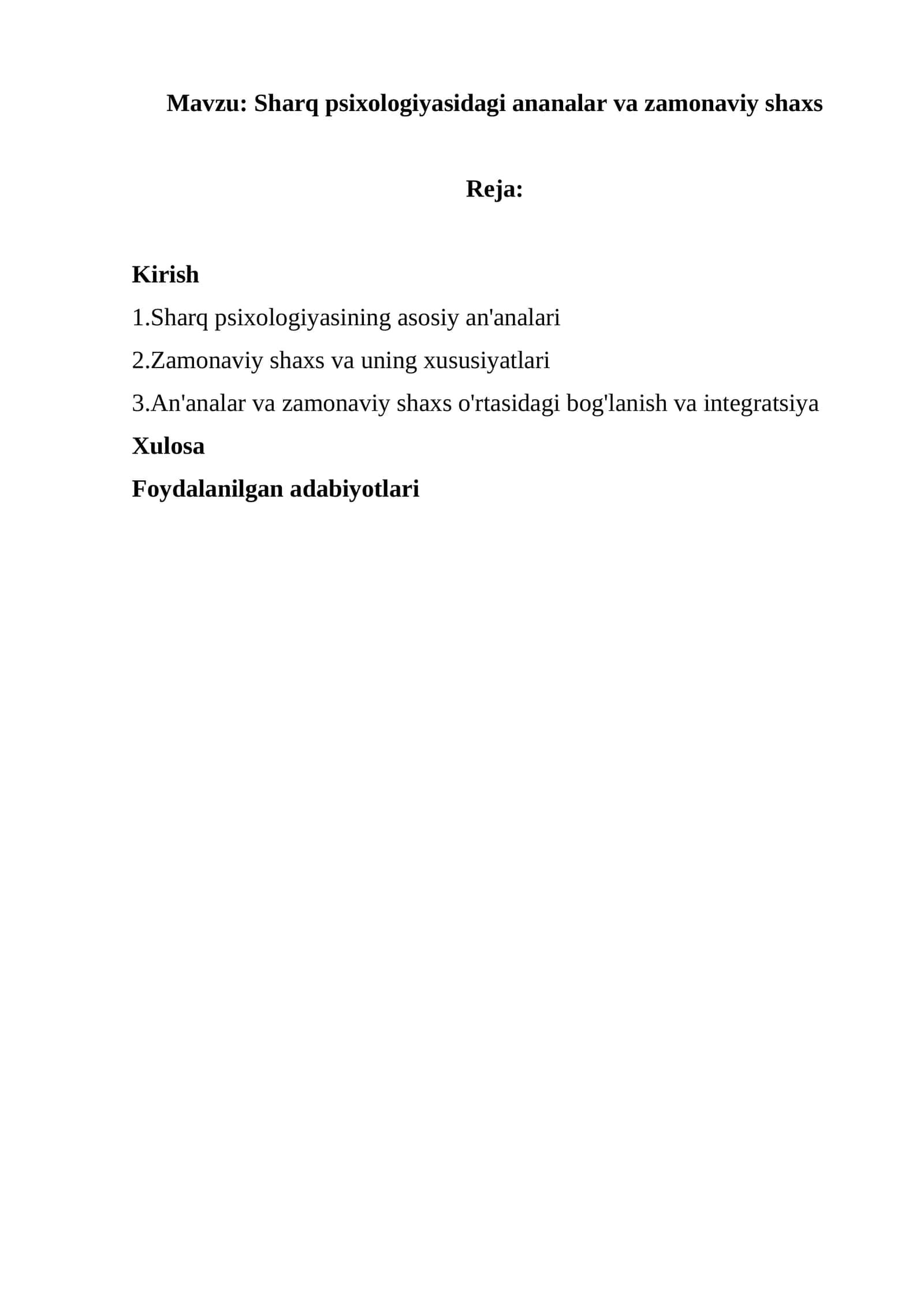 Sharq psixologiyasidagi ananalar va zamonaviy shaxs 1