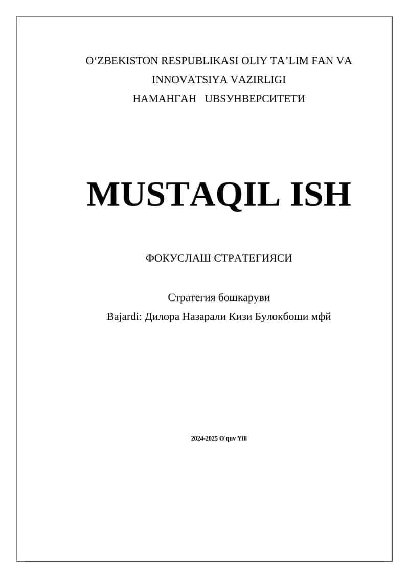 Fokuslash strategiyasi 1