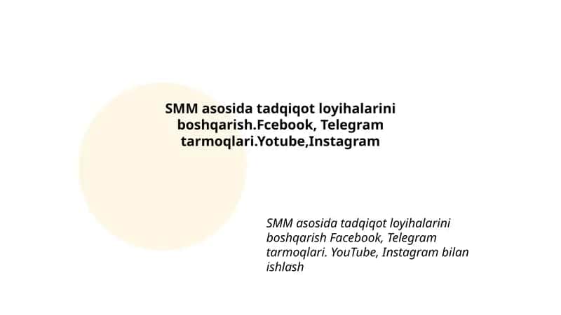 SMM asosida tadqiqot loyihalarini boshqarish 1