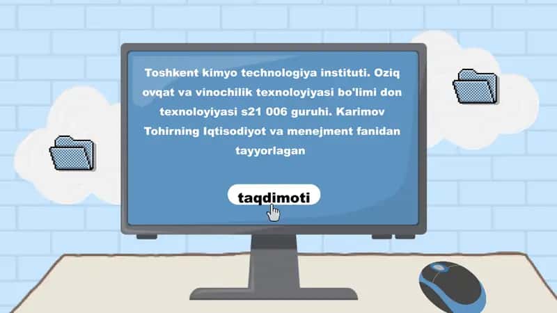 Oziq ovqat va vinochilik texnoloyiyasi bo'limi don texnoloyiyasi s21 006 guruhi 1
