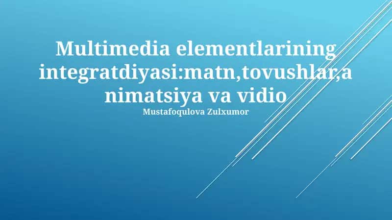 Multimedia elementlarining integratdiyasi:matn,tovushlar,animatsiya va vidio 1