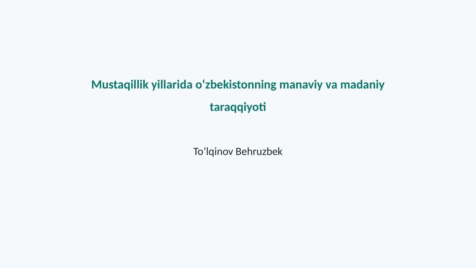 O'zbekistonning manaviy va madaniy taraqqiyoti 1