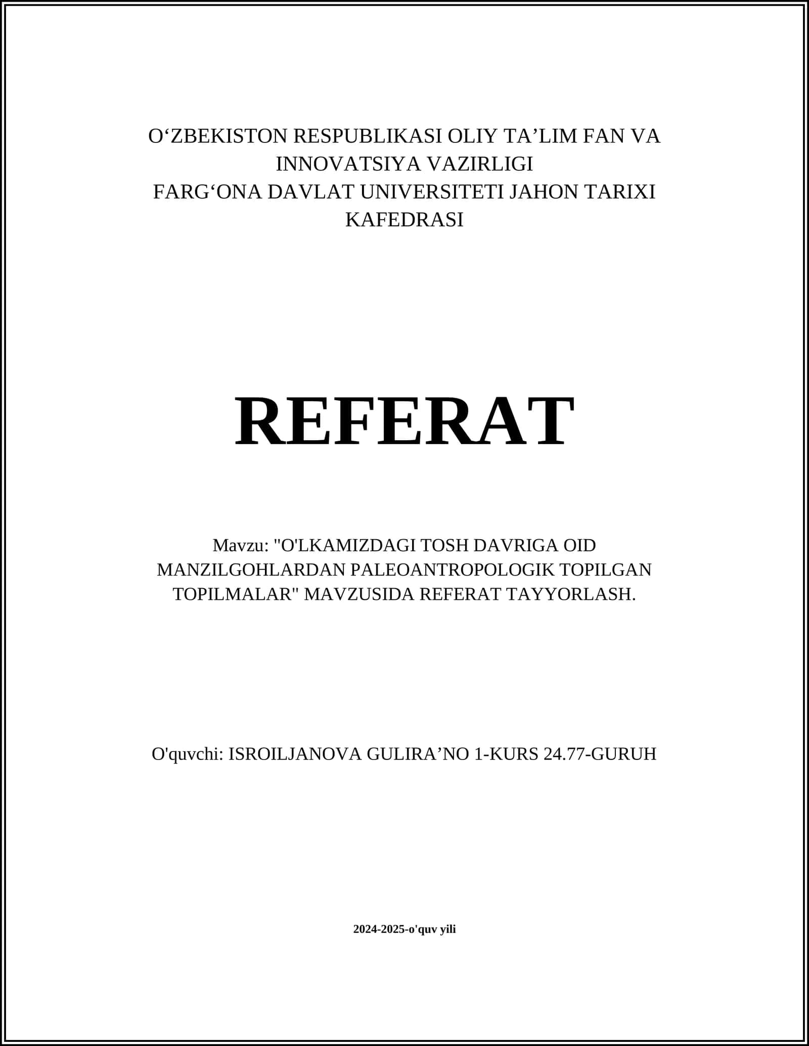 Tosh davri arxeologiyasi va uning ahamiyati 1