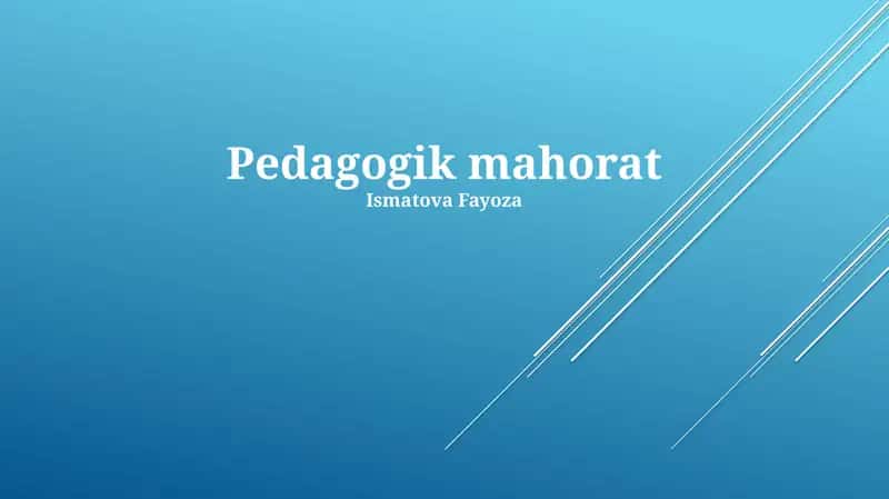 Pedagogik mahorat 1