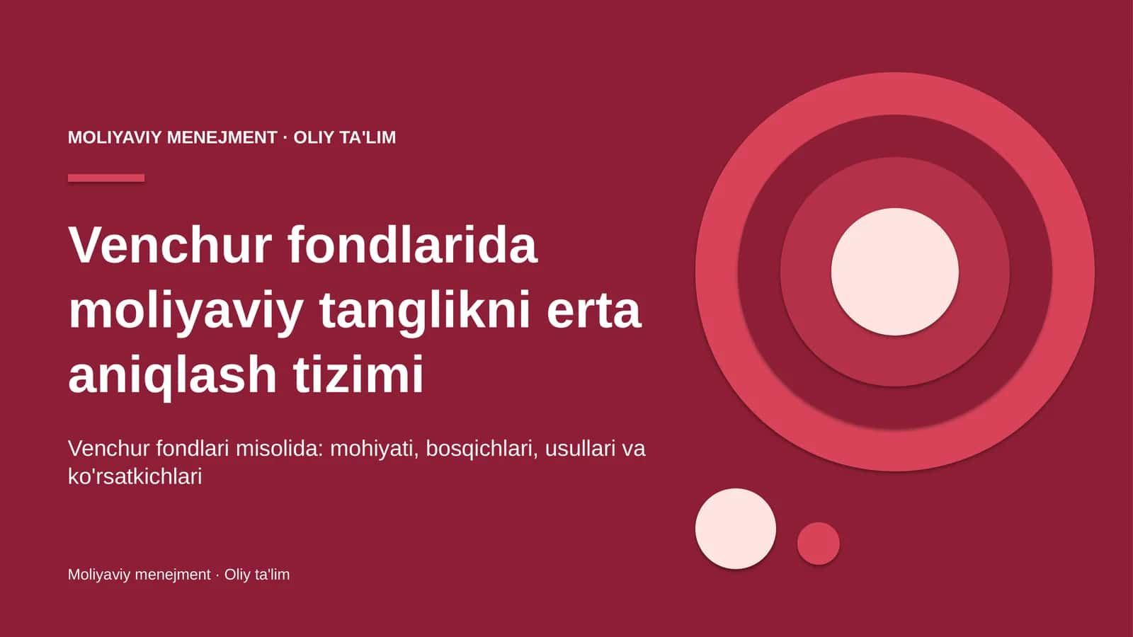 venchur fondlarida moliyaviy tanglikni erta aniqlash tizimi 2789 1