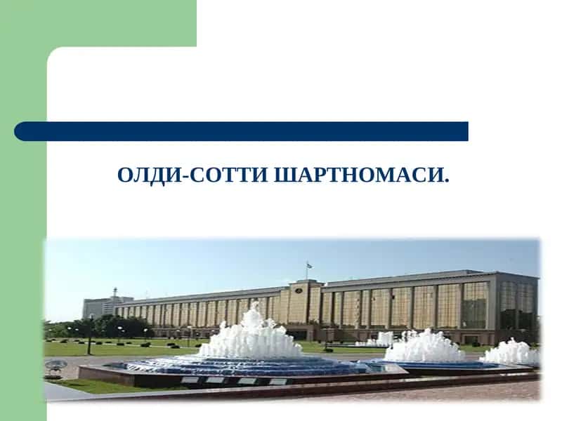 Fuqarolik huquqida oldi-sotti shartnomasi taqdimot 1