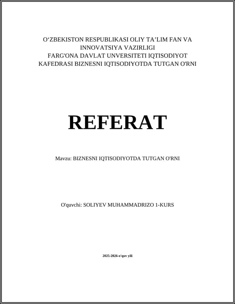 BIXESNI IQTISODIYOTDA TUTGAN O'RNI 1