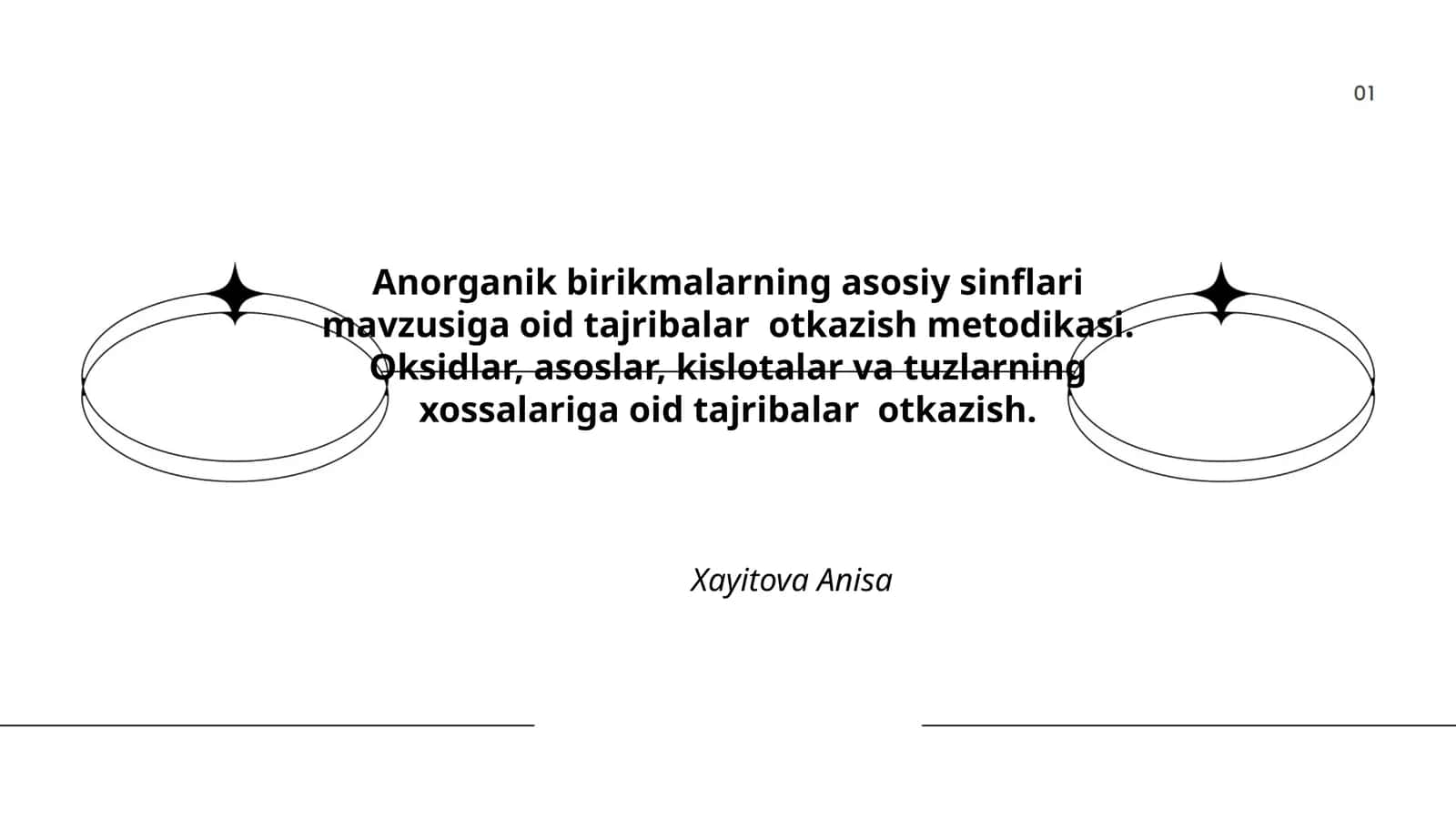Anorganik birikmalarning asosiy sinflari mavzusiga oid tajribalar otkazish metodikasi 1