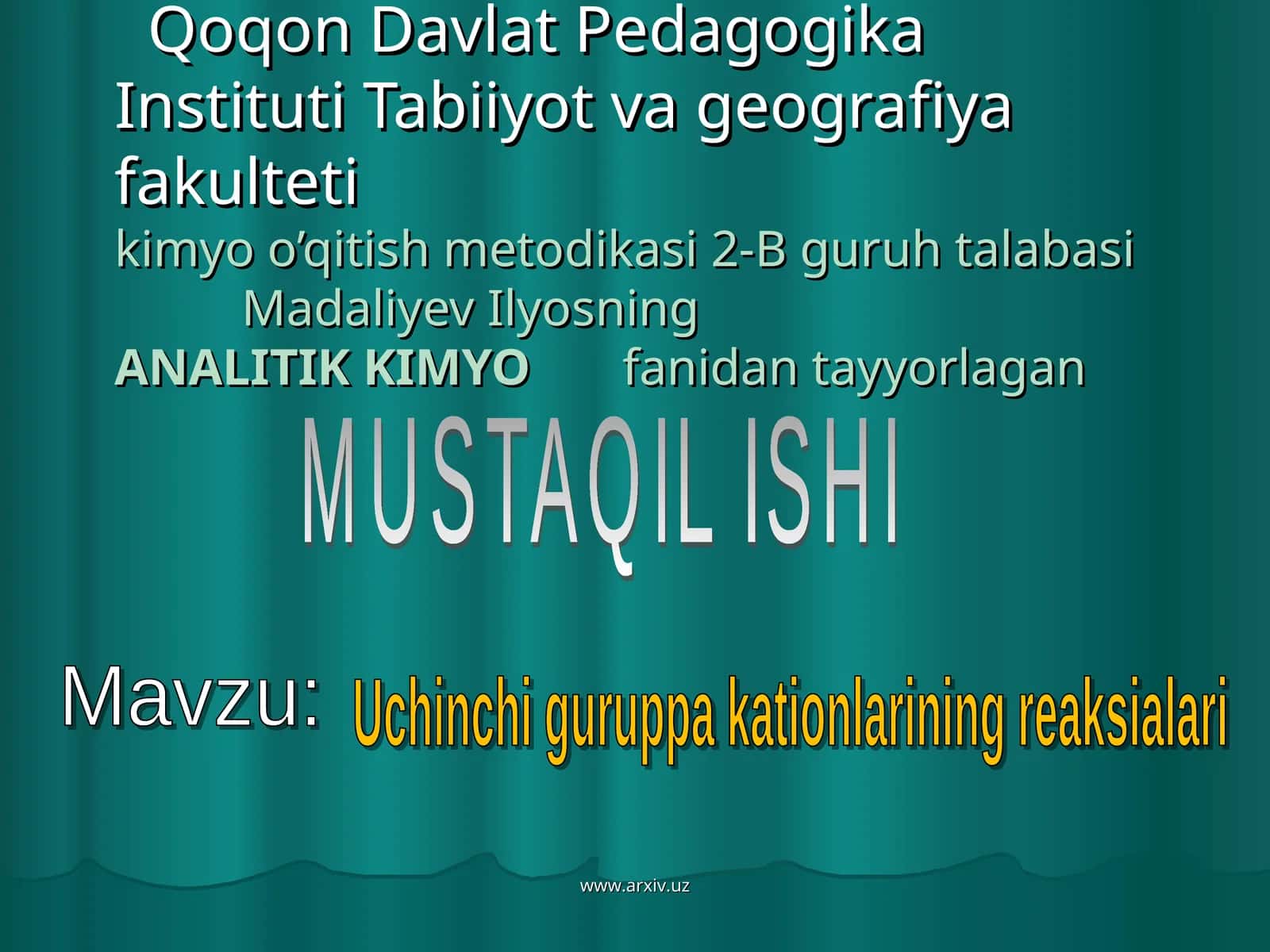 Kimyo o’qitish metodikasi 2-B 1