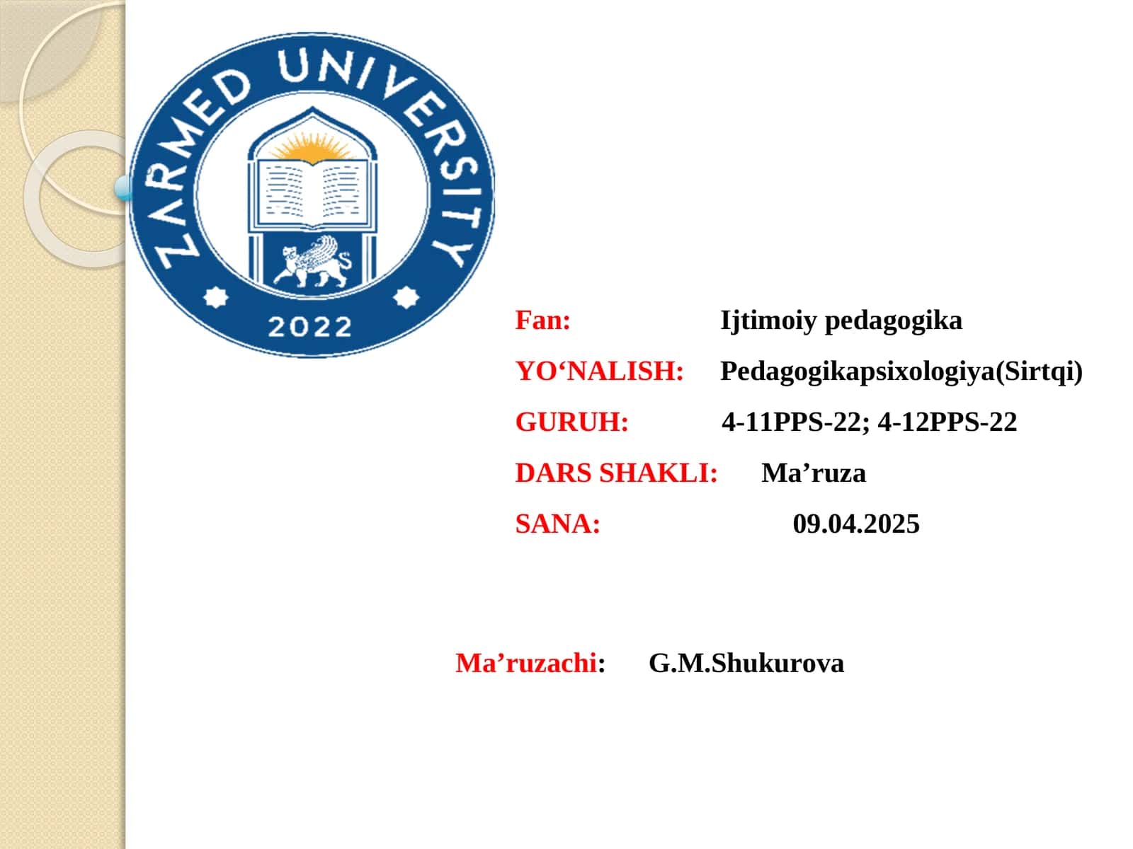 Ijtimoiypedagogikaning madaniy-tarixiy, ijtimoiy-huquqiy shart-sharoitlari. Xorijdagi ijtimoiypedagogikaning rivojlanish tarixi. O’zbekistondagi ijtimoiypedagogikaning rivojlanish tarixi 1