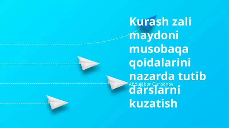 Kurash zali maydoni musobaqa qoidalarini nazarda tutib darslarni kuzatish 1