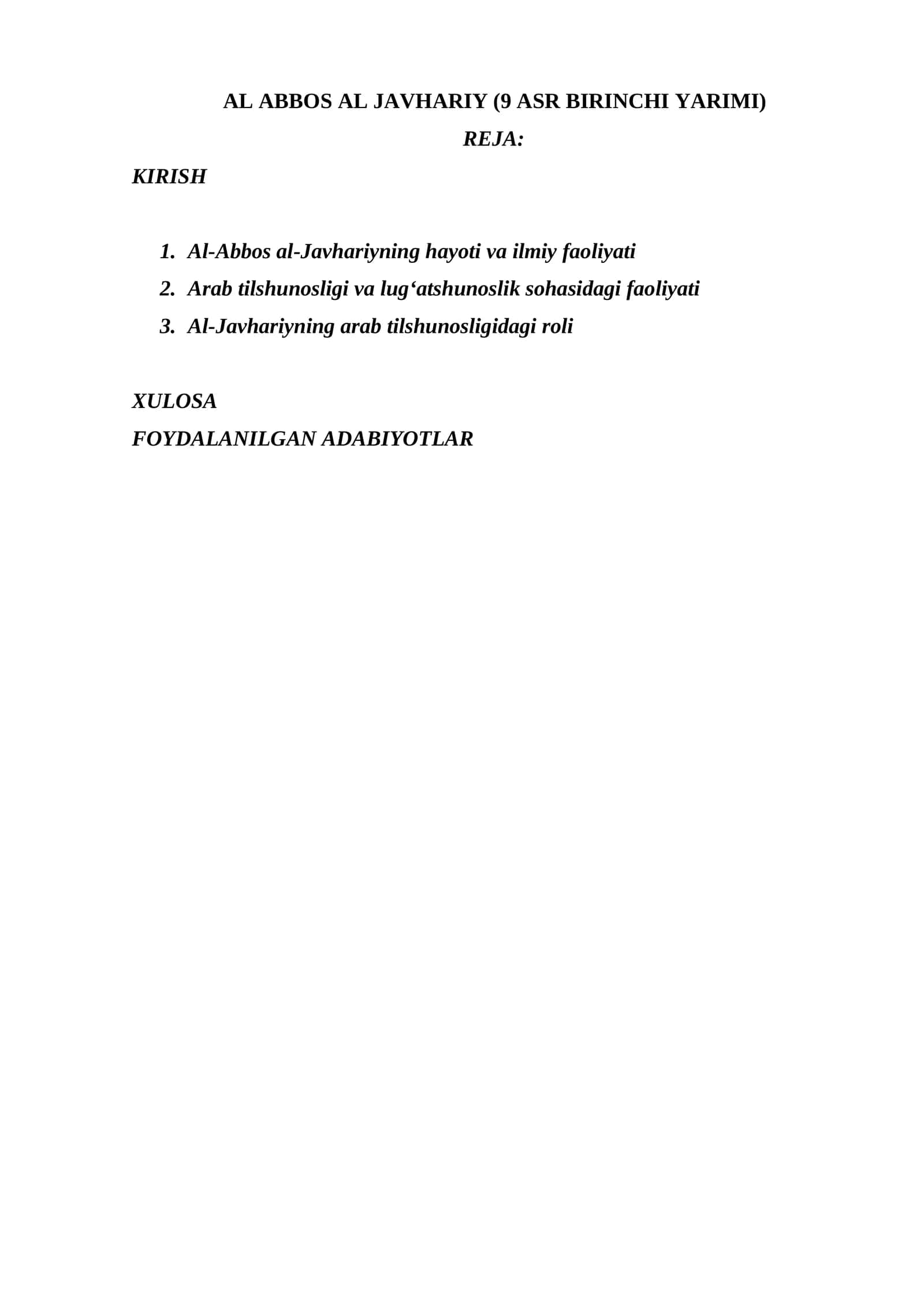 AL ABBOS AL JAVHARIY (9 ASR BIRINCHI YARIMI) 1