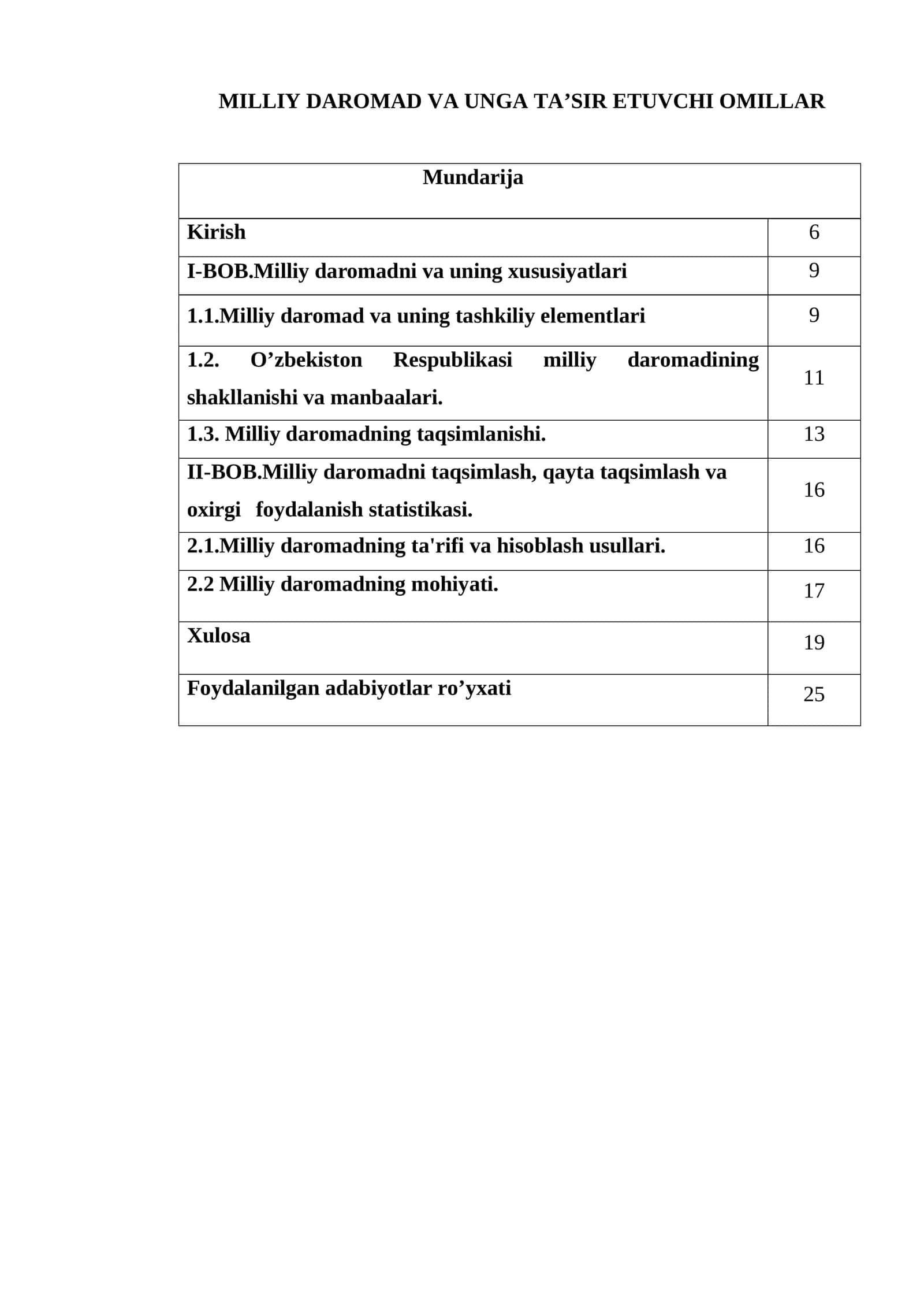 Milliy daromad va unga ta’sir etuvchi omillar 1