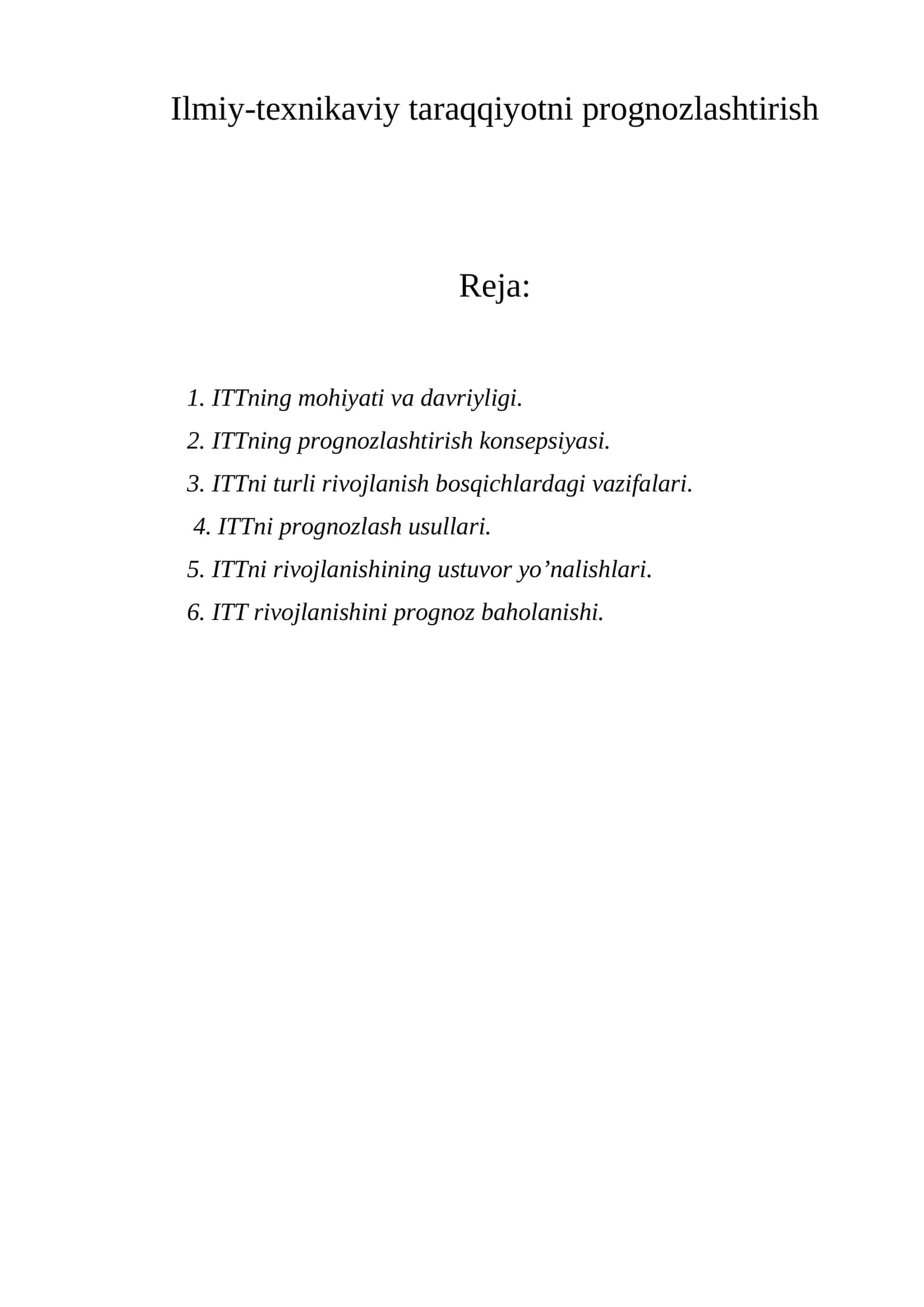 ITTni rivojlanishini prognozlash 1