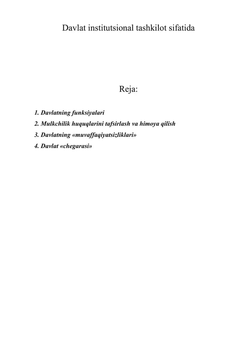 Davlat institutsional tashkilot sifatida 1
