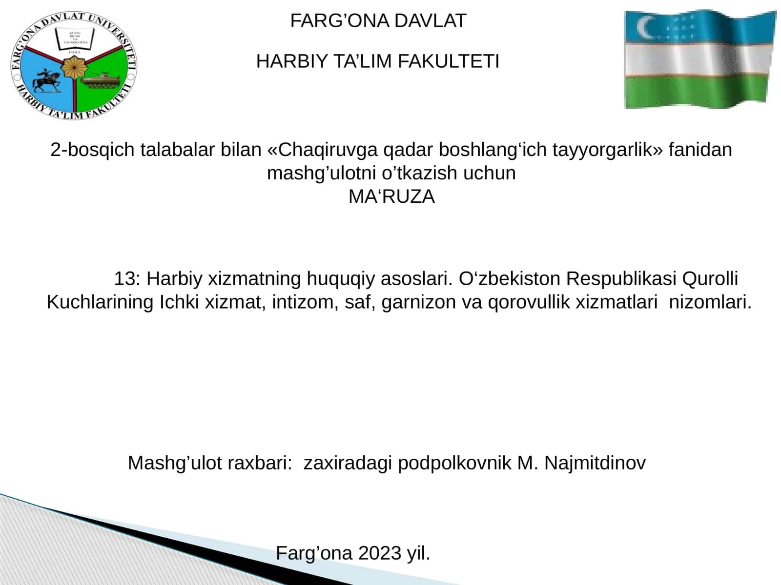 Harbiy xizmatning huquqiy asoslari 1