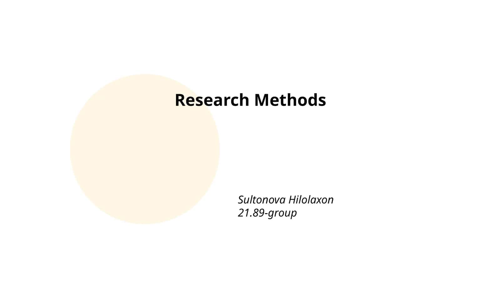 Research Methods 1