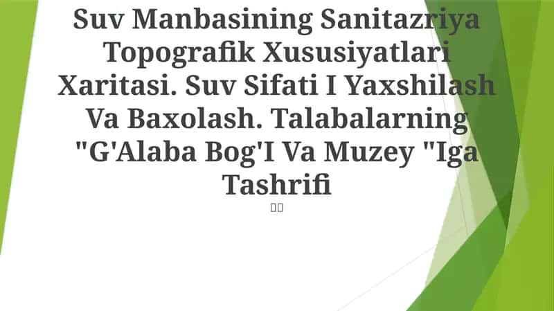 Suv Manbasining Sanitazriya Topografik Xususiyatlari Xaritasi 1