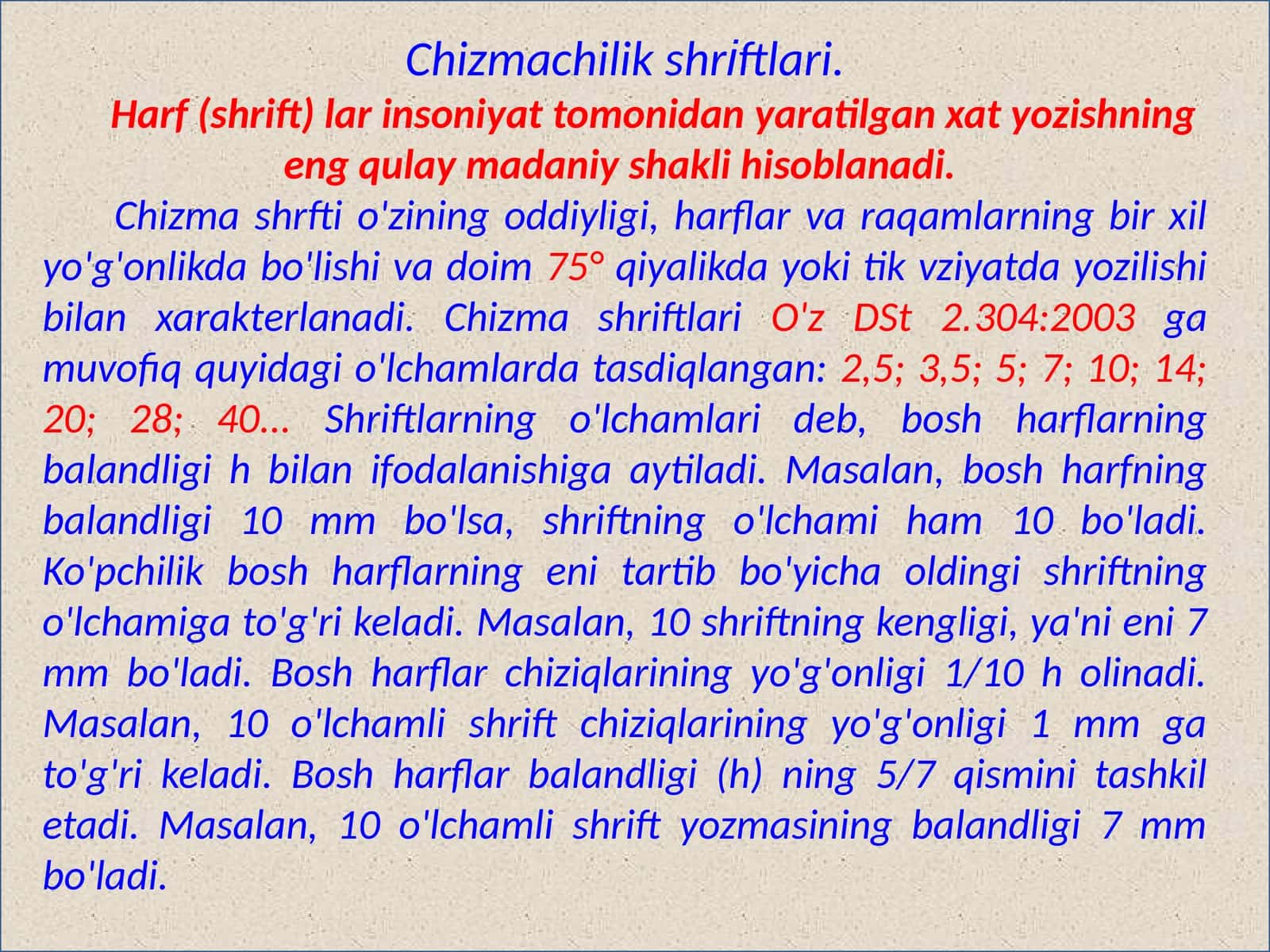 Chizmachilik shriftlari 1