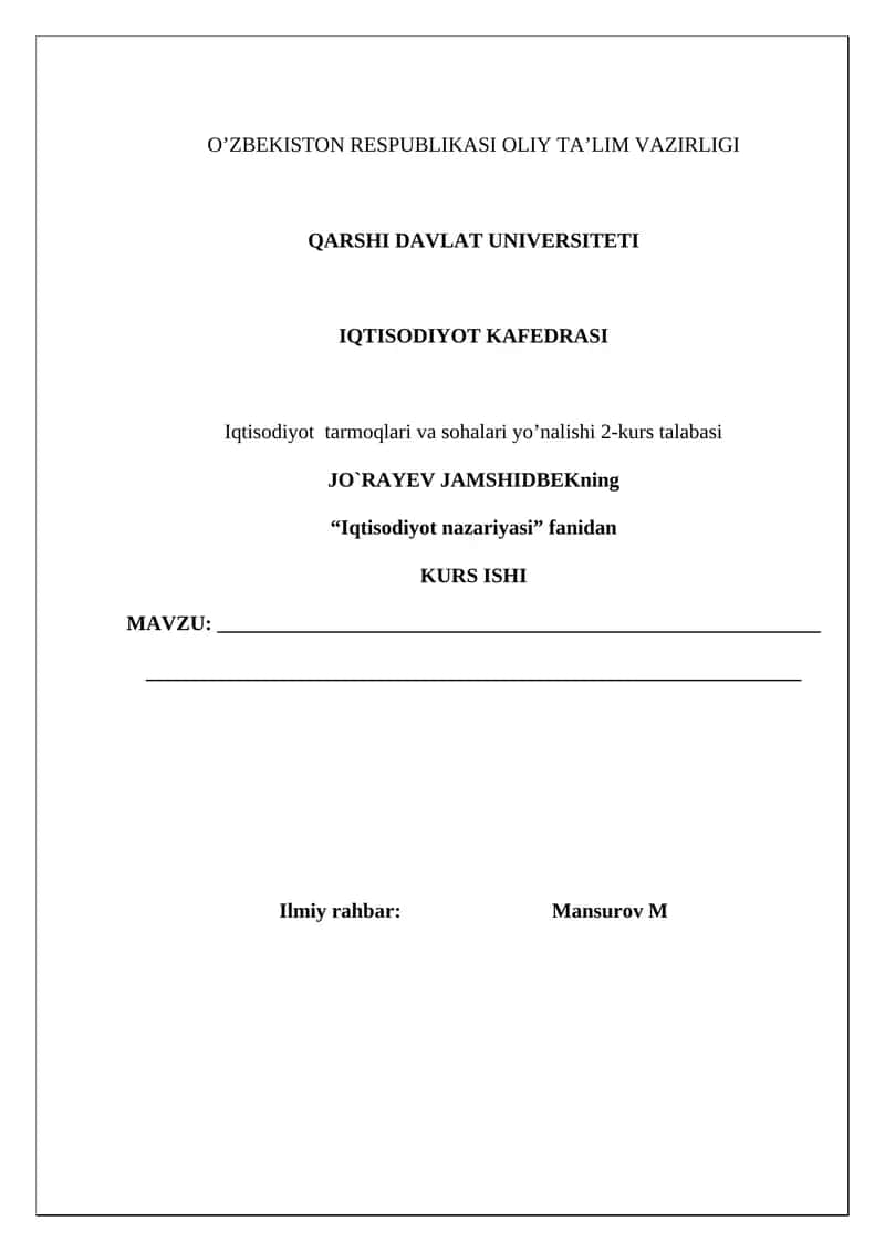 - Tags (comma-separated): Tadbirkorlik, Iqtisodiyot nazariyasi, Milliy iqtisodiyot, Kichik biznes, Xususiy tadbirkorlik, Tashkiliy-huquqiy shakllar 1