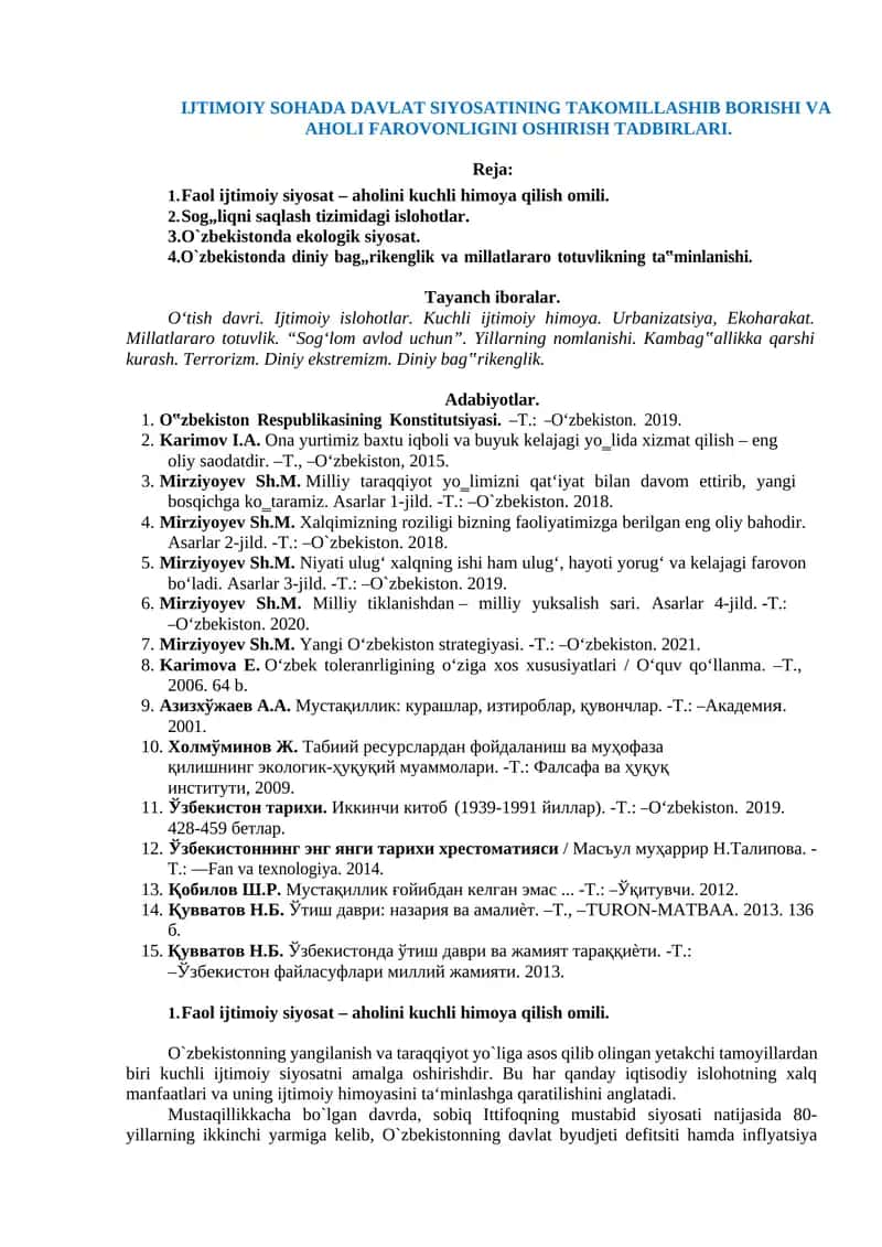 IJTIMOIY SOHADA DAVLAT SIYOSATINING TAKOMILLASHIB BORISHI VA AHOLI FAROVONLIGINI OSHIRISH TADBIRLARI 1