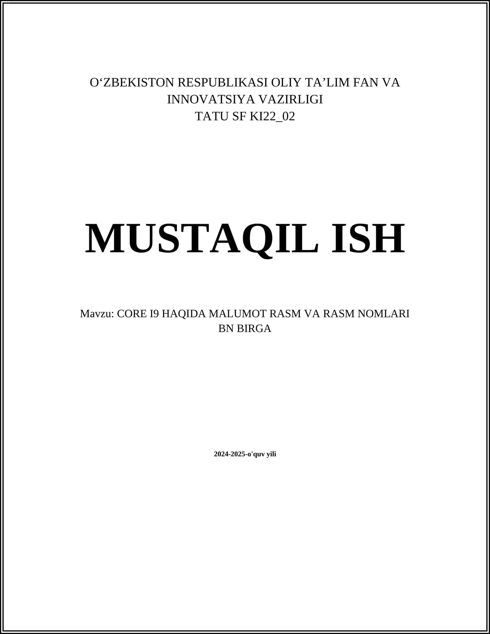 CORE I9 HAQIDA MALUMOT RASM VA RASM NOMLARI BN BIRGA 1