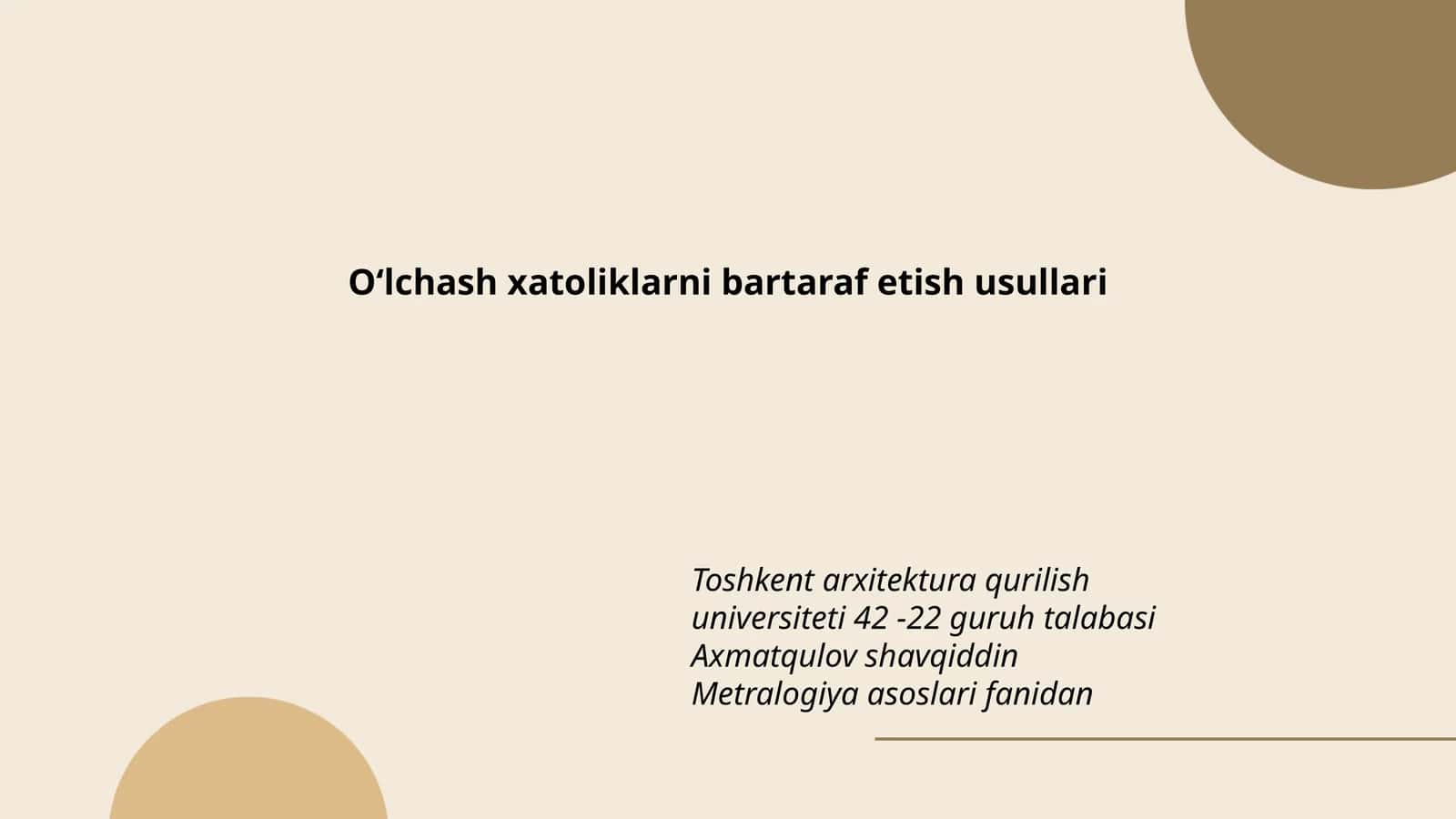 Metralogiya asoslari fanidan 1