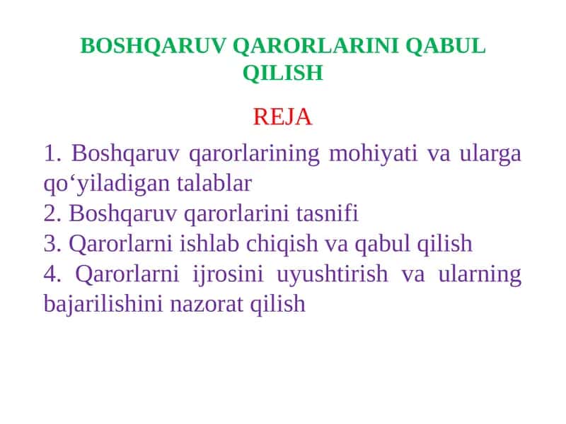 BOSHQARUV QARORLARINI QABUL QILISH 1