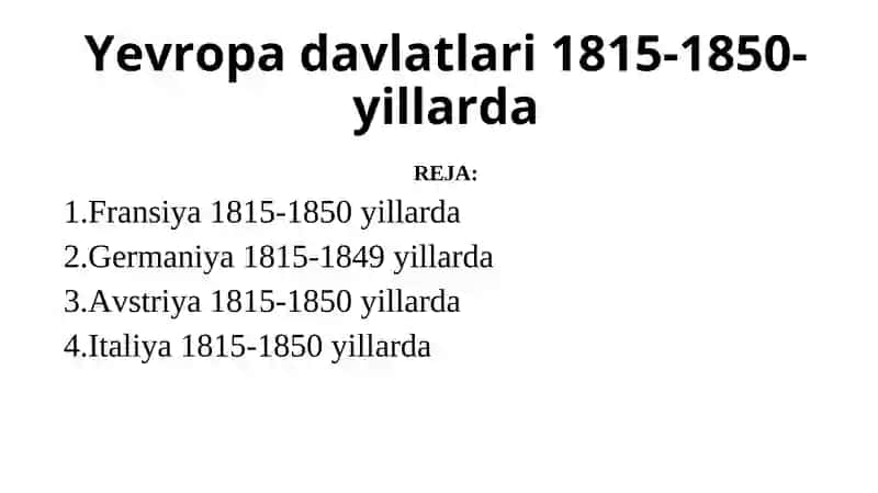 Yevropa davlatlari 1815-1850-yillarda 1