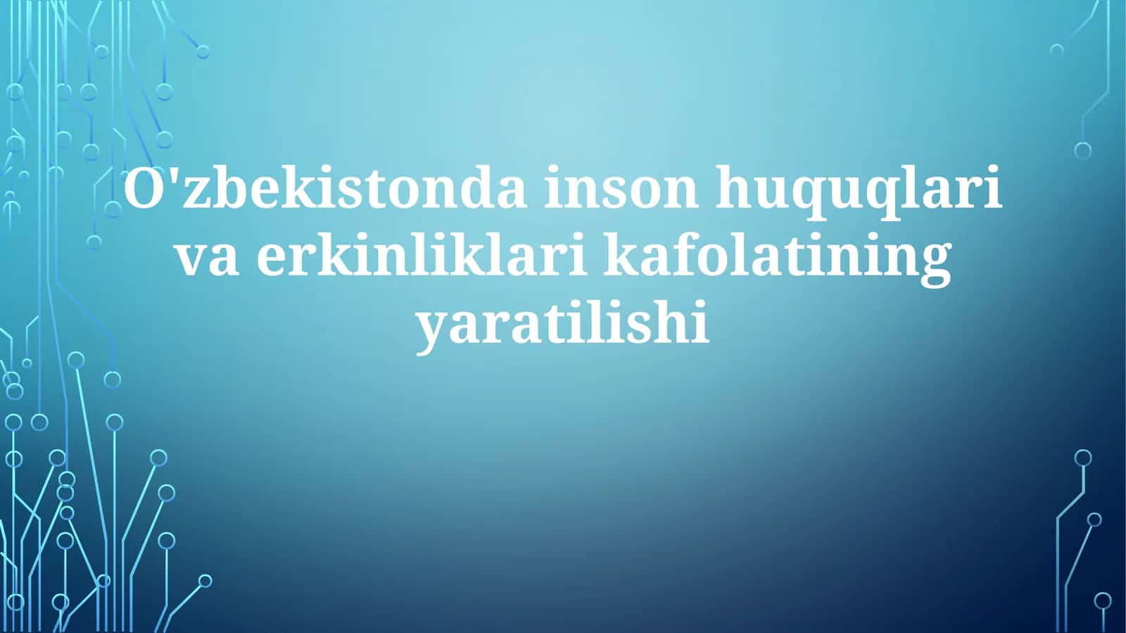 O'zbekiston daxon huquqlari va erkinliklari kafolatining yaratilishi 1