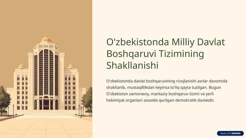 O'zbekistonda Milliy Davlat Boshqaruvi Tizimining Shakllanishi 1