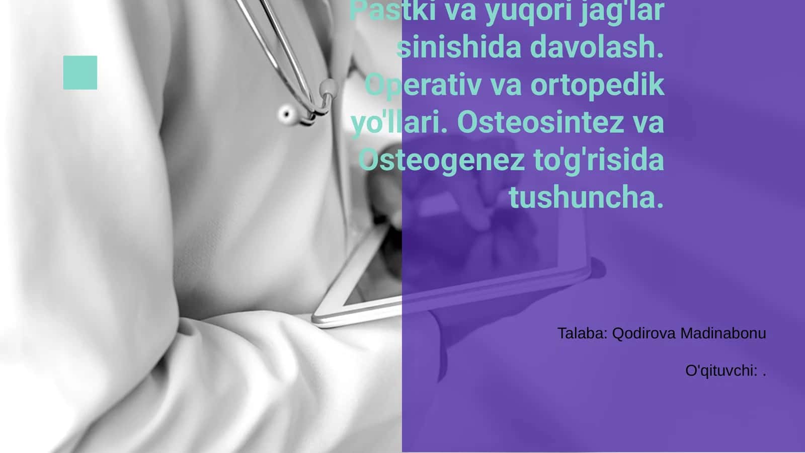 Pastki va yuqori jag'lar sinishi: kirish 1