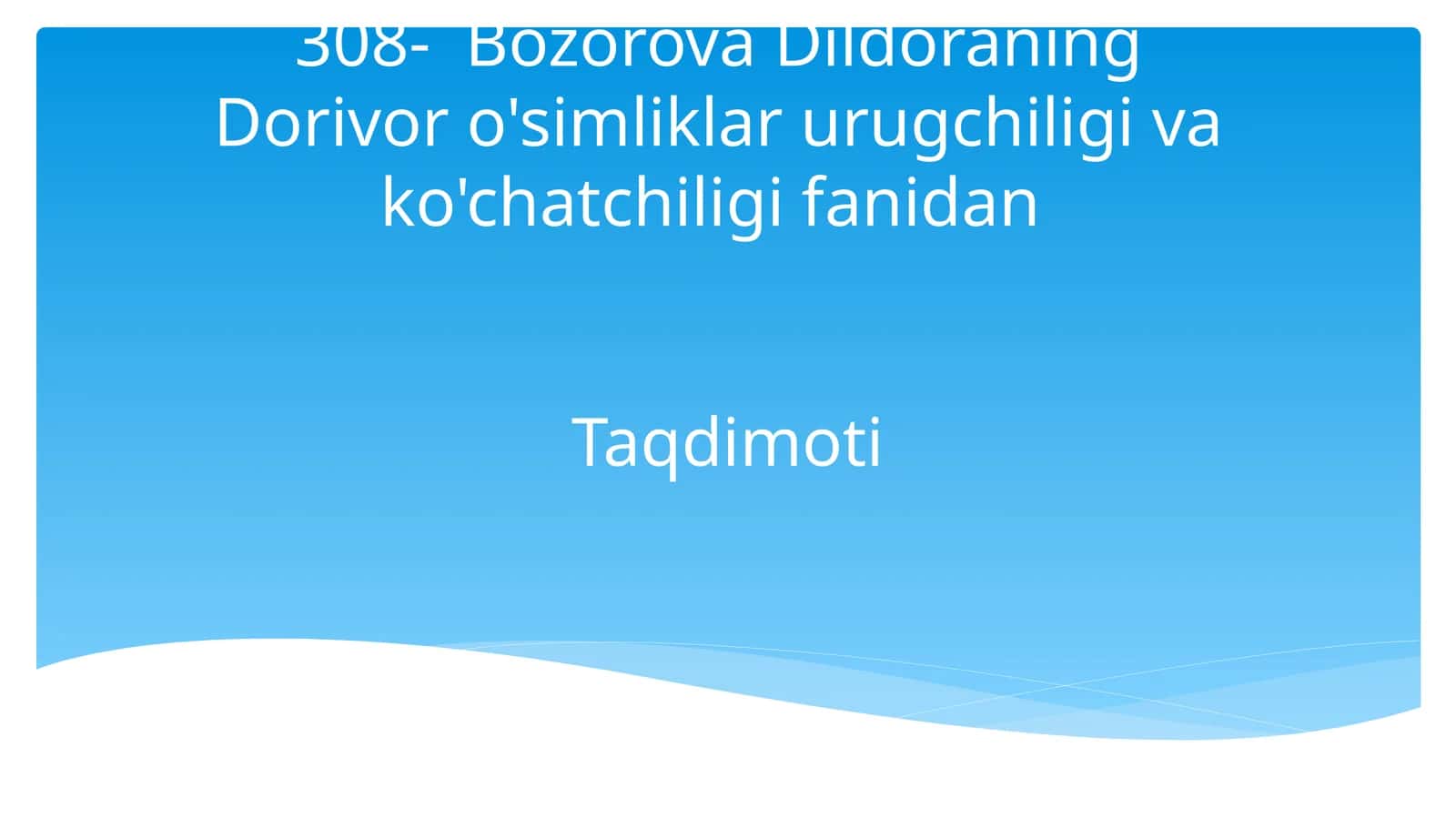 Dorivor o’simliklarni yetishtirish va qayta ishlash texnalogiyasi 1
