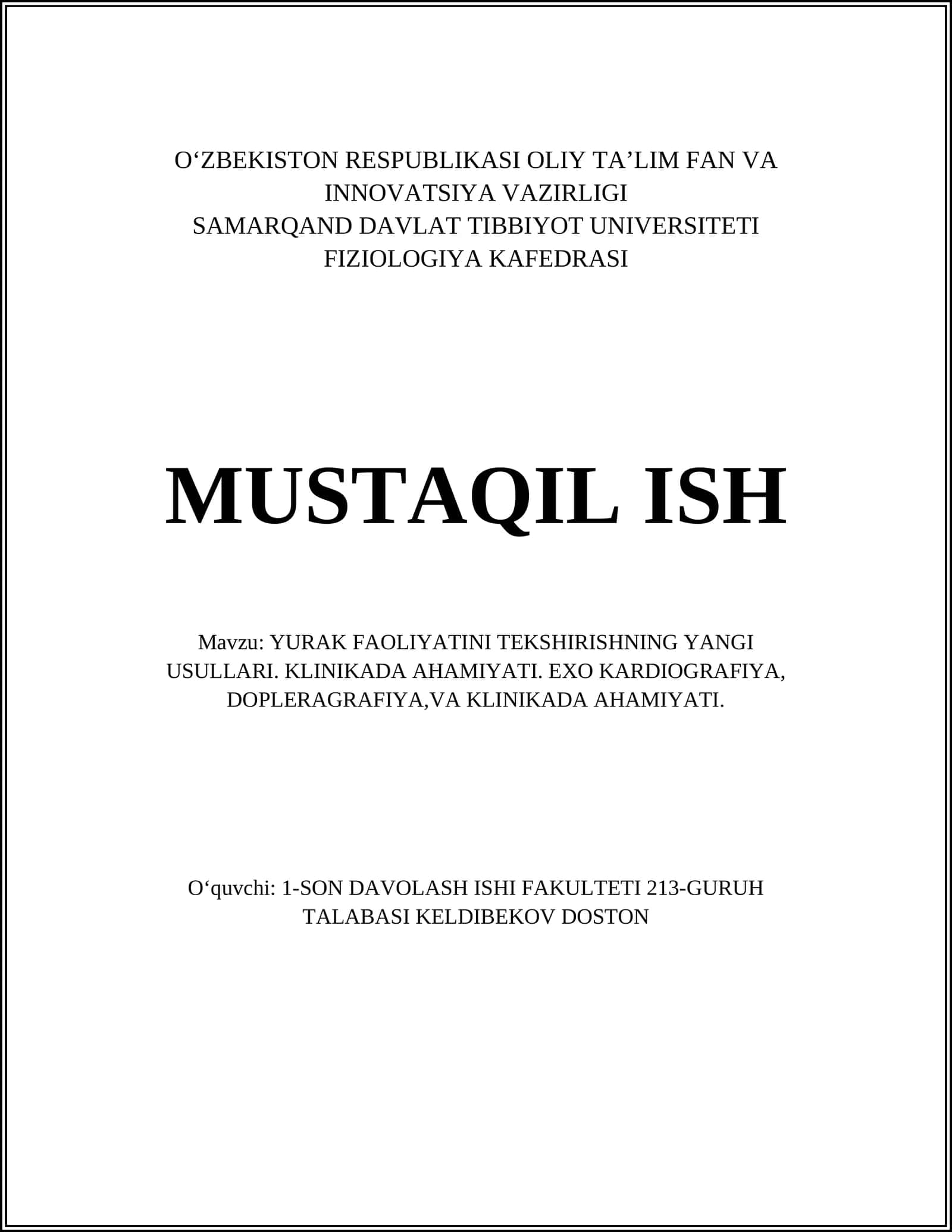 YURAK FAOLIYATINI TEKSHIRISHNING YANGI USULLARI 1