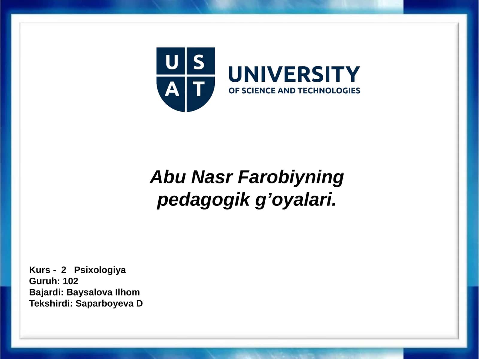 Abu Nasr Farobiynin pedagogik g'oyalari 1