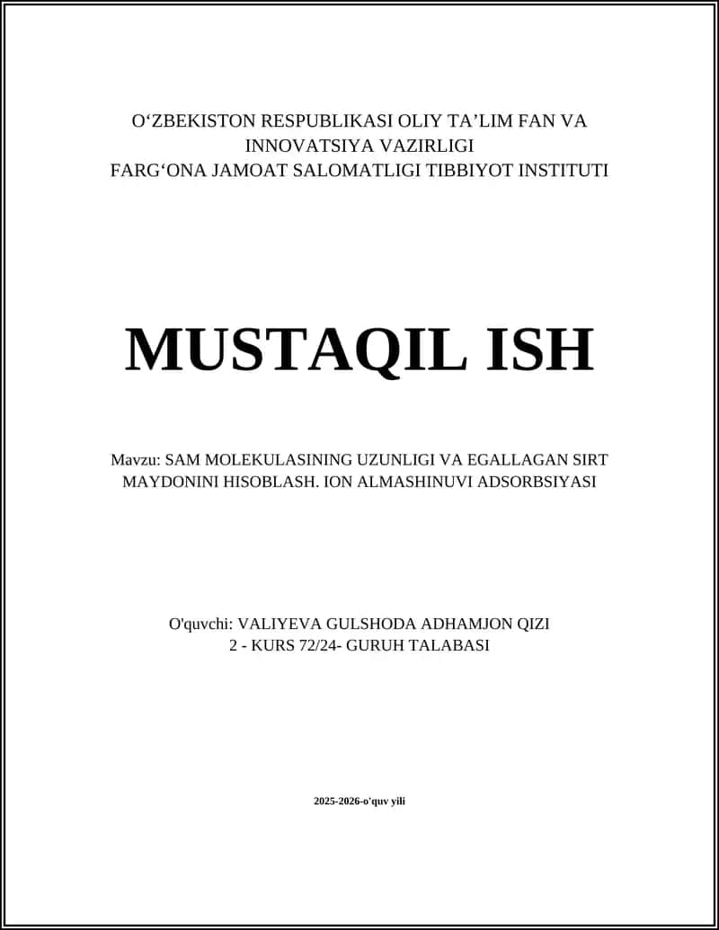 SAM molekulasining uzunligini hisoblash 1